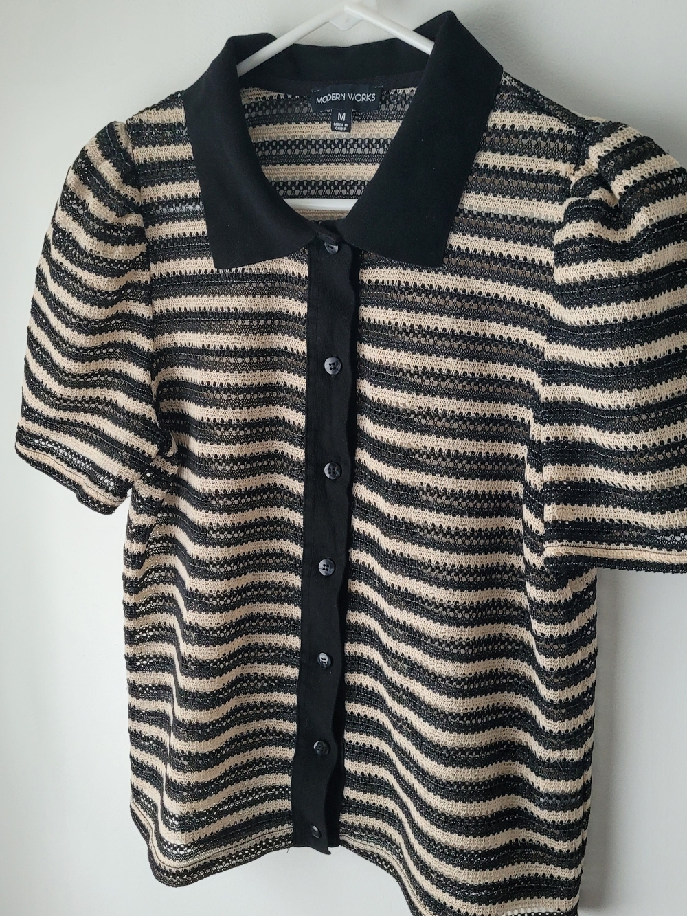 Modern Works Women Stripes Sweater Shirt Size M
